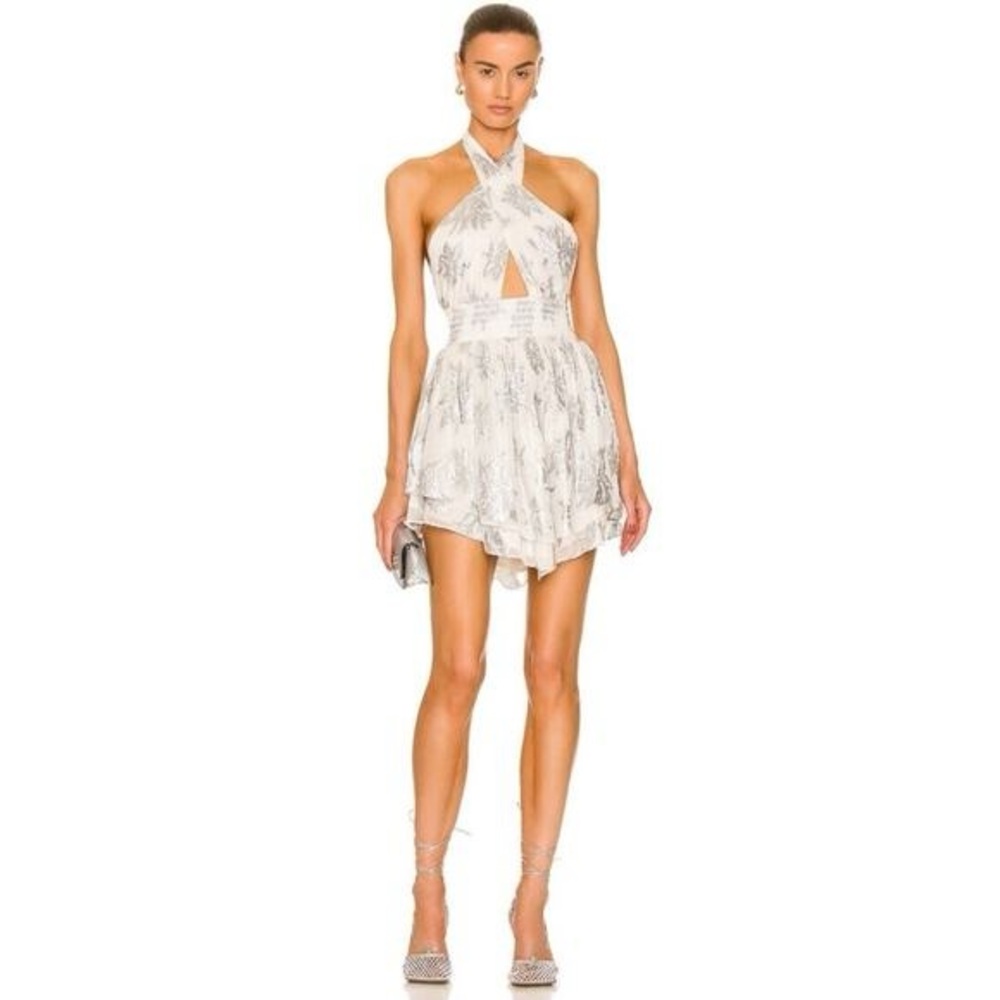 Rococo Sand Elia Metallic Halter Mini Dress, XXS